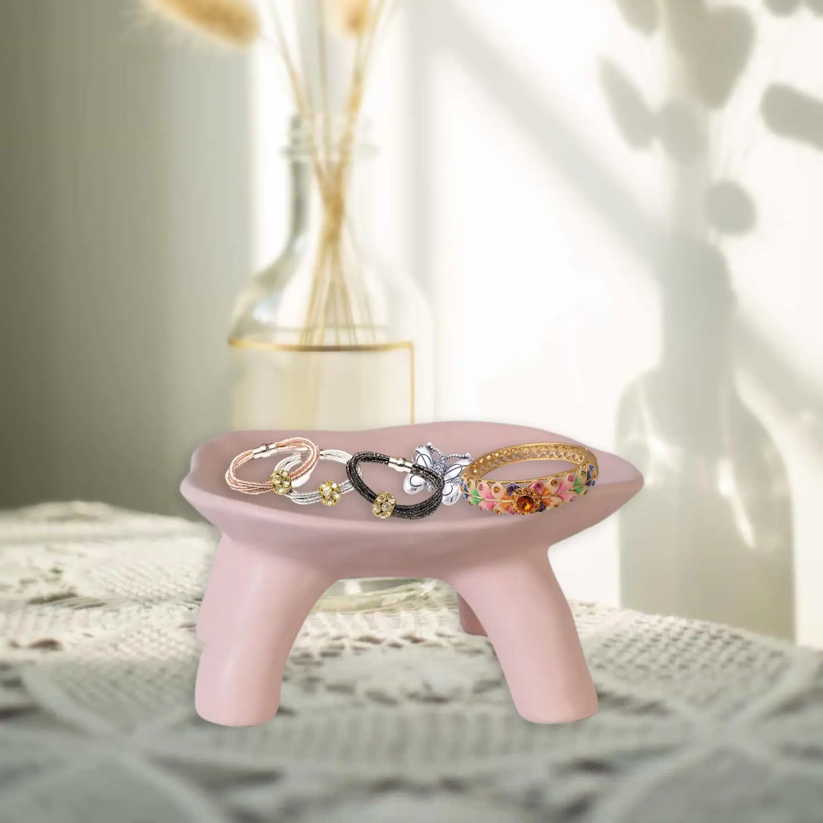 Jewelry Tray Earring Organizer Key Holder Decorative Tray Serving Tray Trinket Dish for Bathroom Countertop Home Desktop Dinner