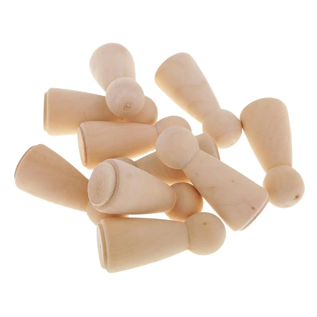 10Pcs Solid Wooden Peg Dolls Unfinished Wooden Dolls Female People Wood Peg Dolls For Family crafts Wedding Party Decor, 58mm 