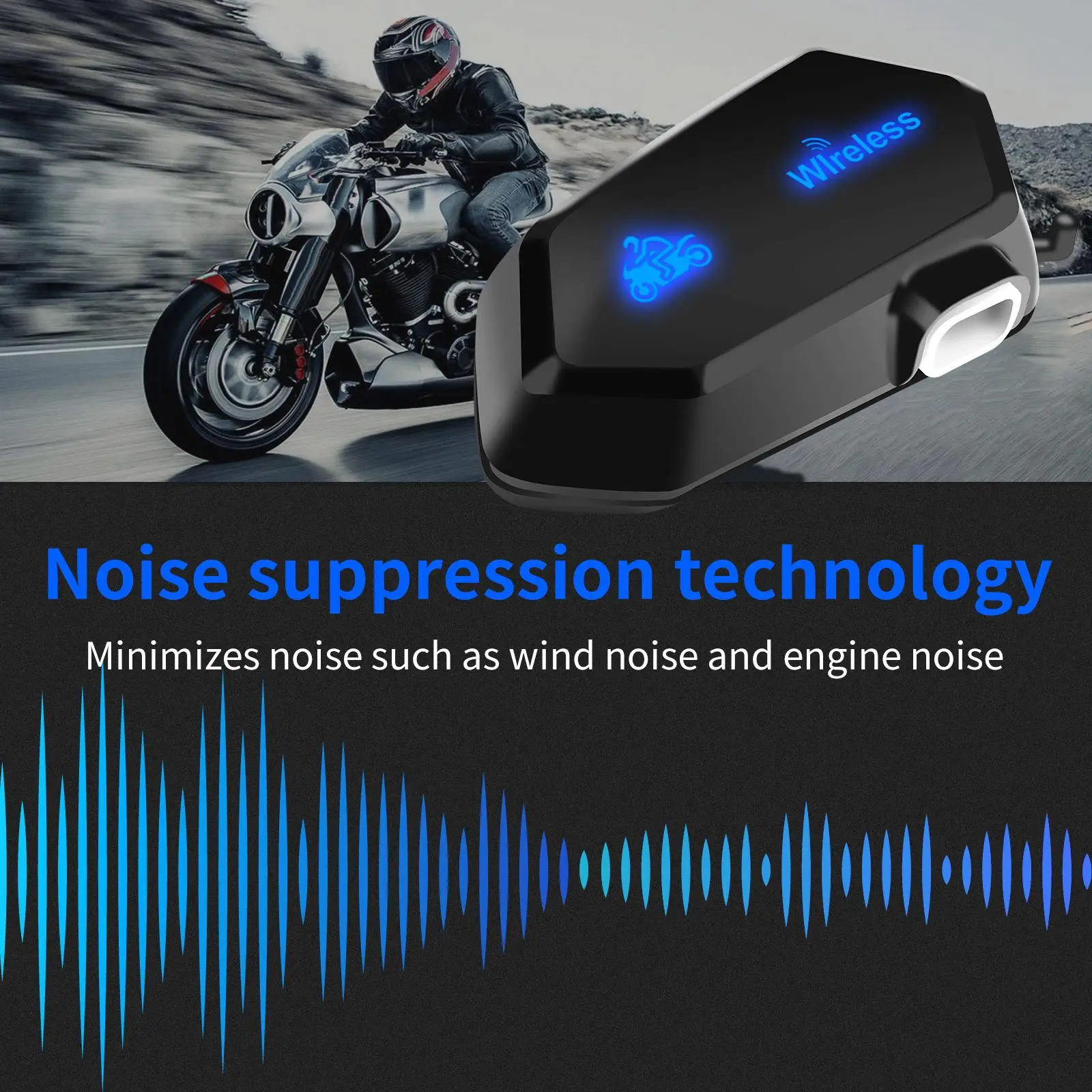 Motorcycle Bluetooth Headset Waterproof Connect to  for Riding