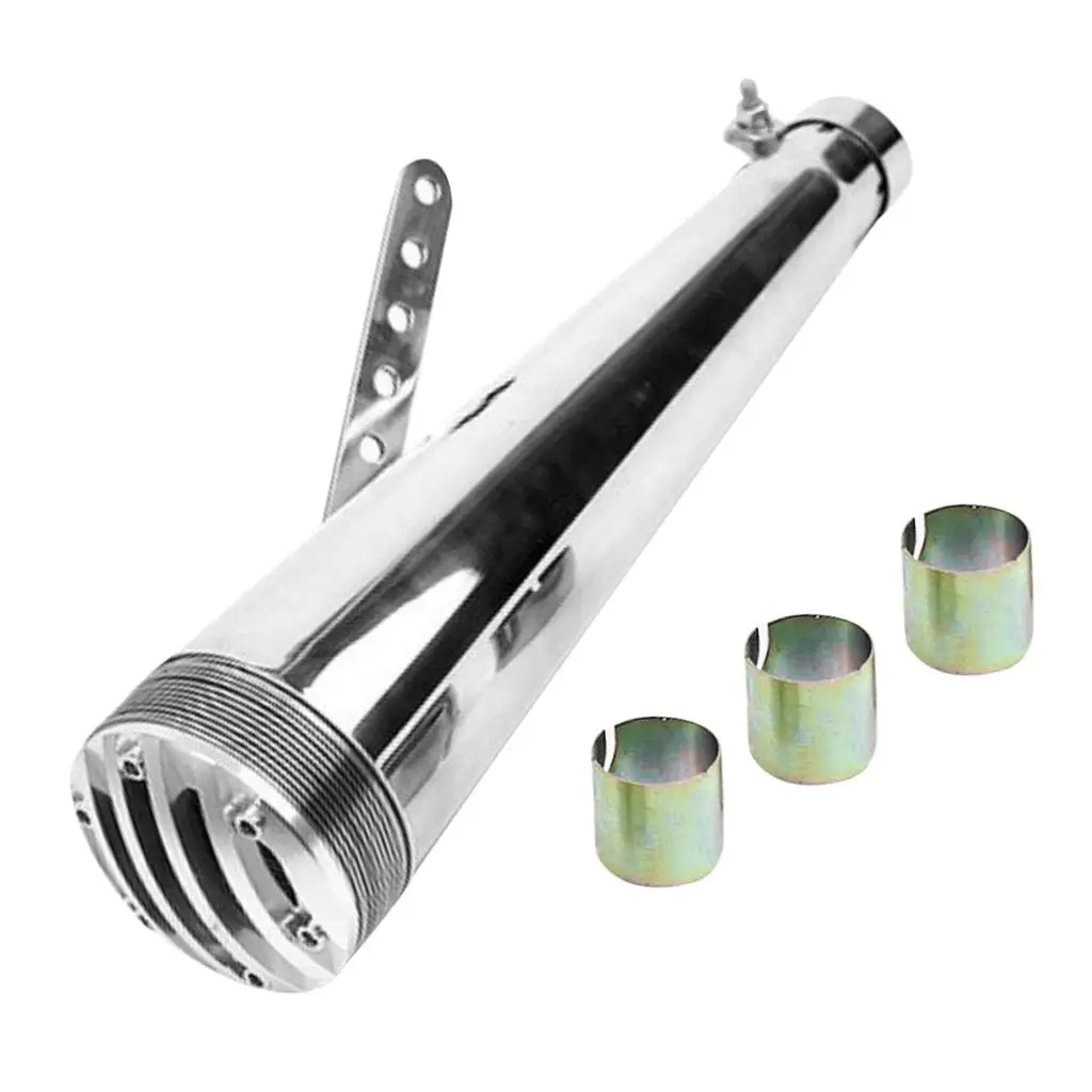 Motorcycle Exhaust  45mm Diameter  Stainless Steel with 3 Adapters for 