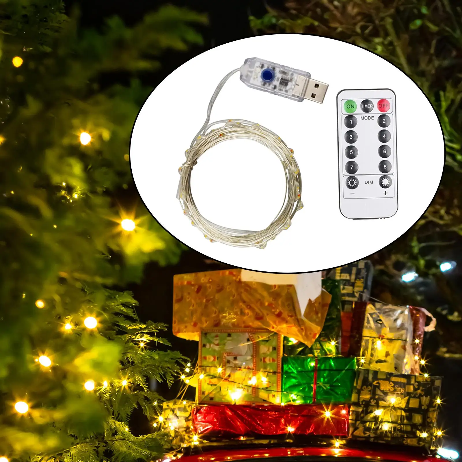 LED String Light with Remote Control Waterproof Lighting Christmas Light Lamp for Home Living Room Porch Yard Decoration