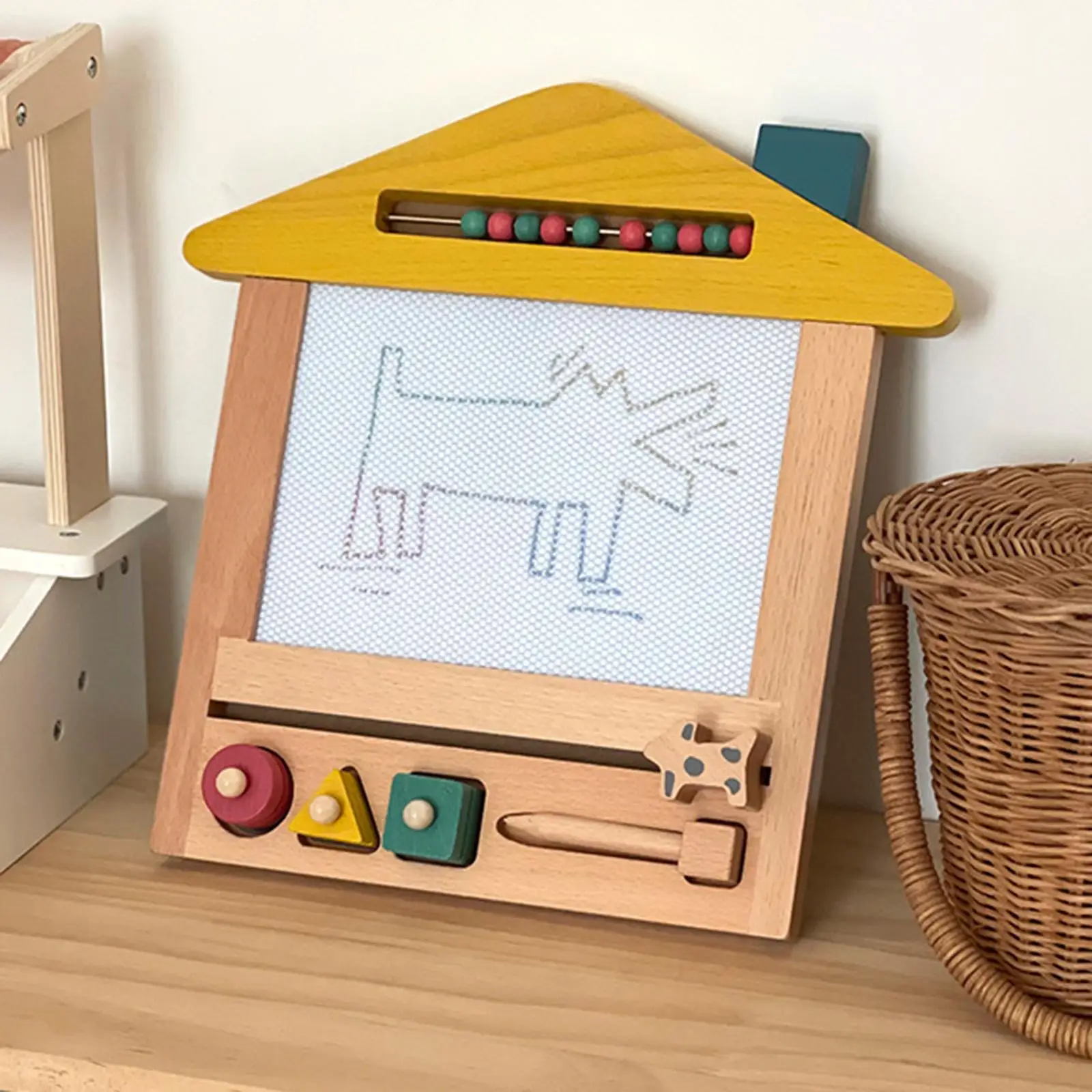 Magnetic Drawing Board Toy Wooden with Pen Early Educational Learning Graffiti Toy for Boys Girls Toddlers Holiday Gift