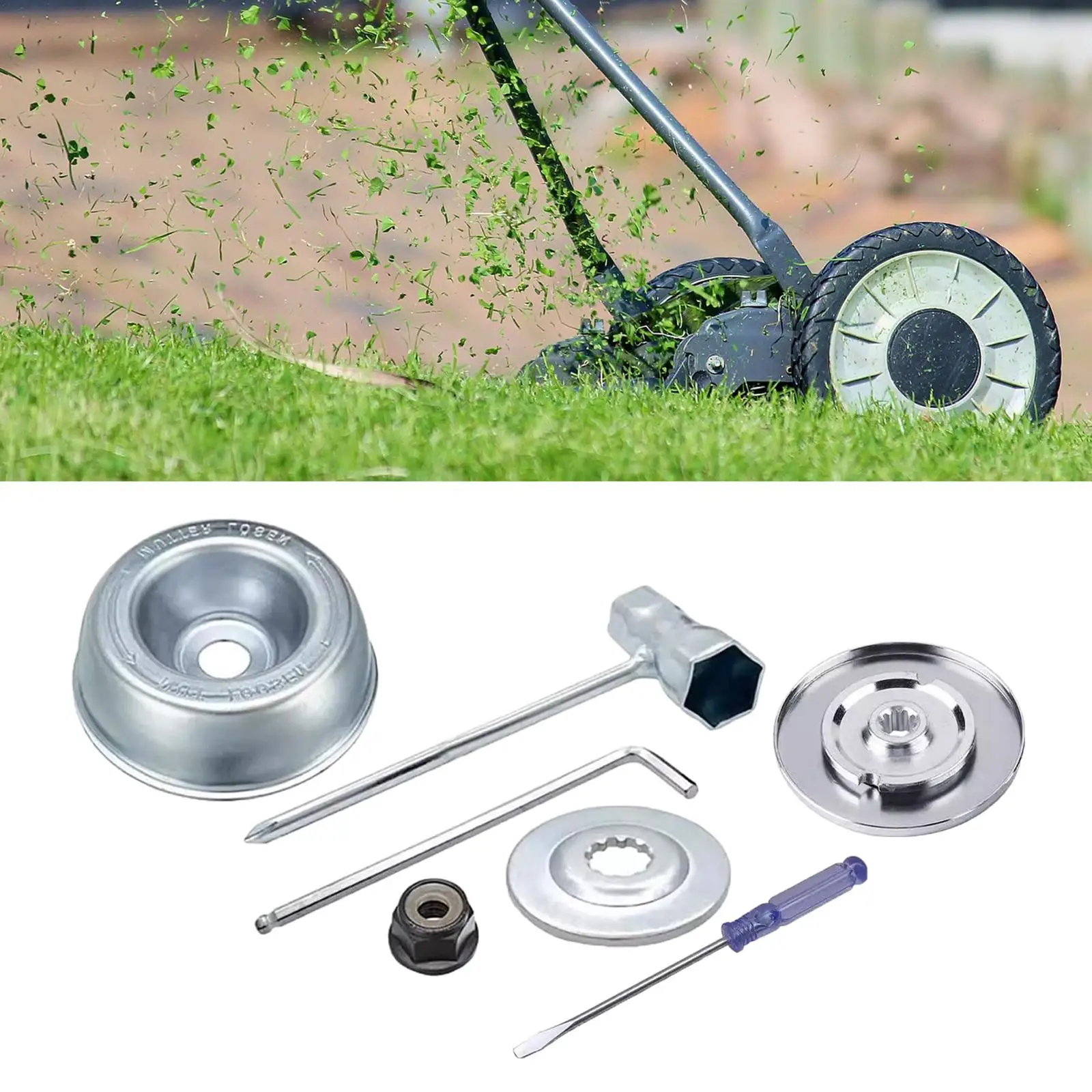Brush Cutter Part Plates T Wrench Practical Durable Lawnmower Blade Adapter Kits for String Trimmer Brush Cutter Lawnmower