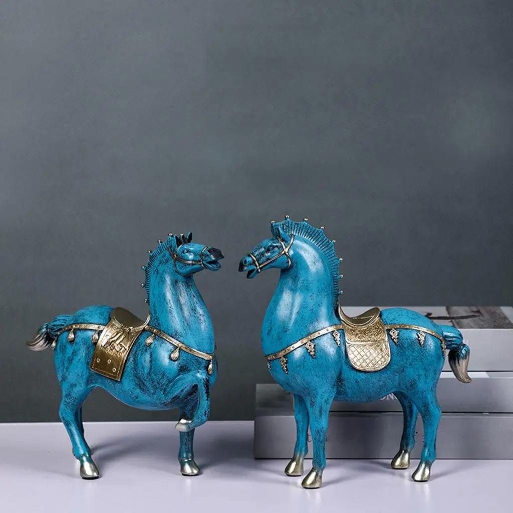 Modern Adorn Horse Figurine Resin Jewels Statue Animal Sculpture Home Decor Gift 