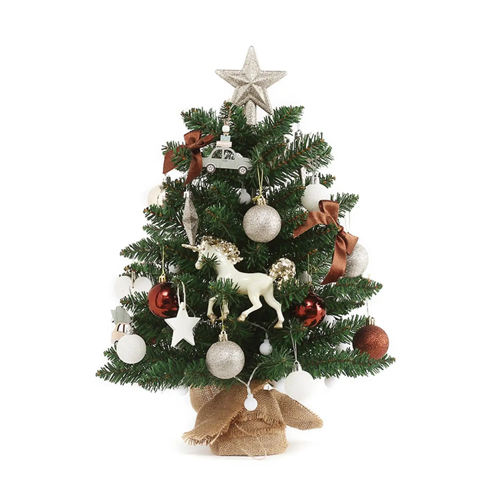 Mini Christmas Tree Artificial Ornament 50cm Home Decors Centerpiece with Lights Photo Props PVC for holiday Office