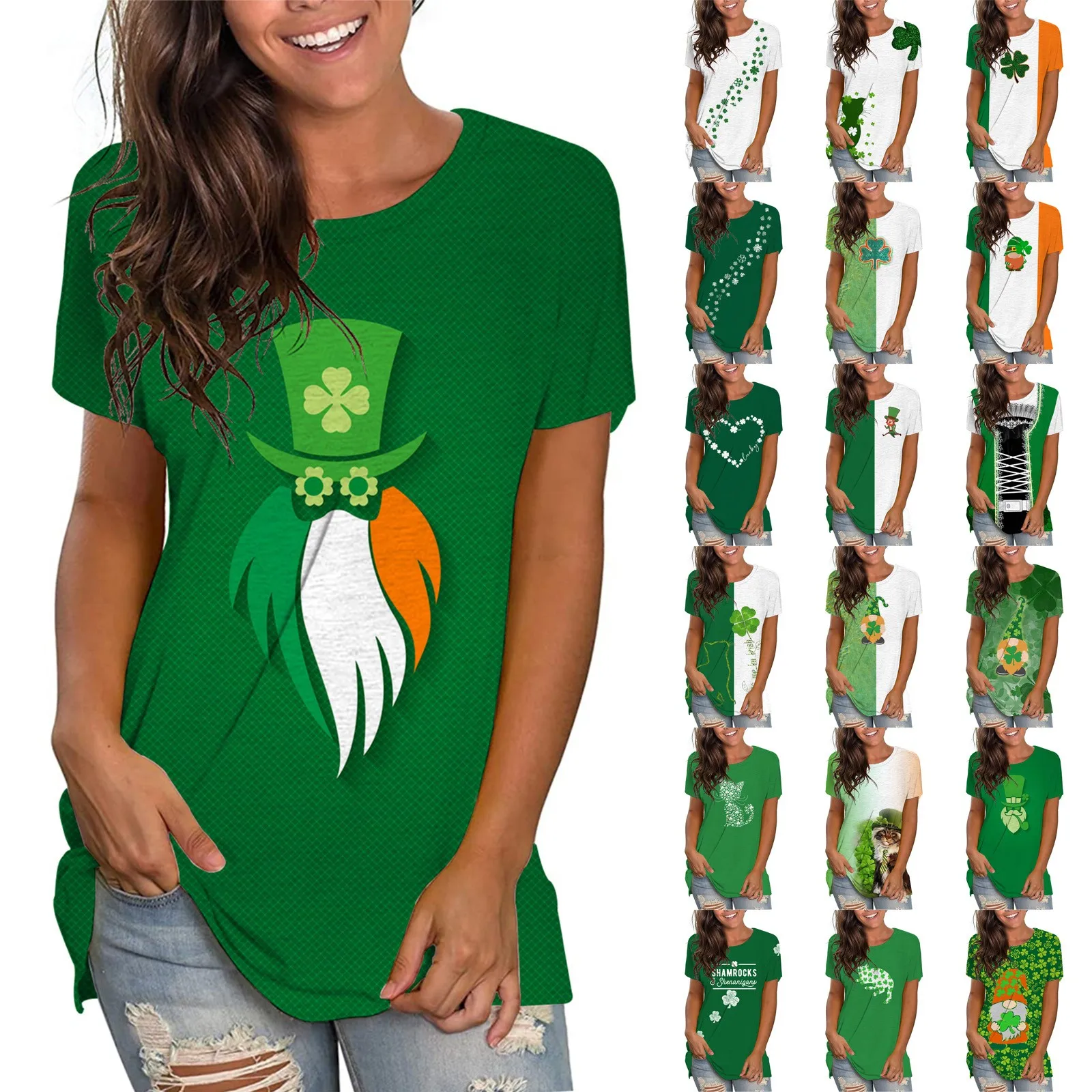 Patrick’s Day Short Sleeve Tops Ladies T shirt Harajuku St Patricks Day Gift May The Luck Of the Irish Be With You Popular Tops friends t shirt