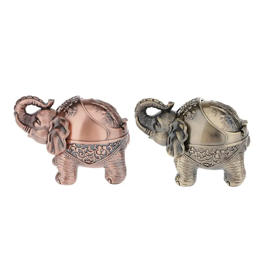Embossed  Earrings Organizer Holder Elephant Jewelry Box Lidded