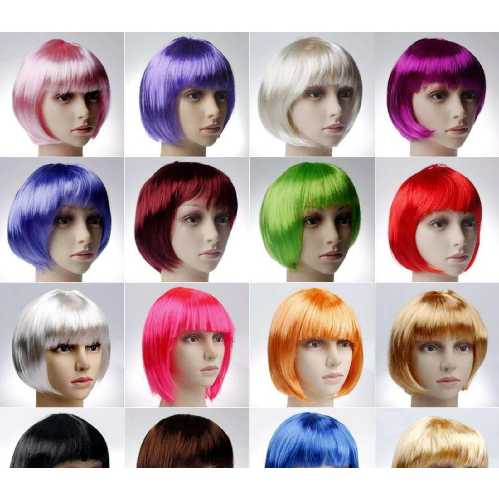 Short Bob Style Wig Women`s Short Straight Full Hair Wig Cosplay 12 Colors Wig