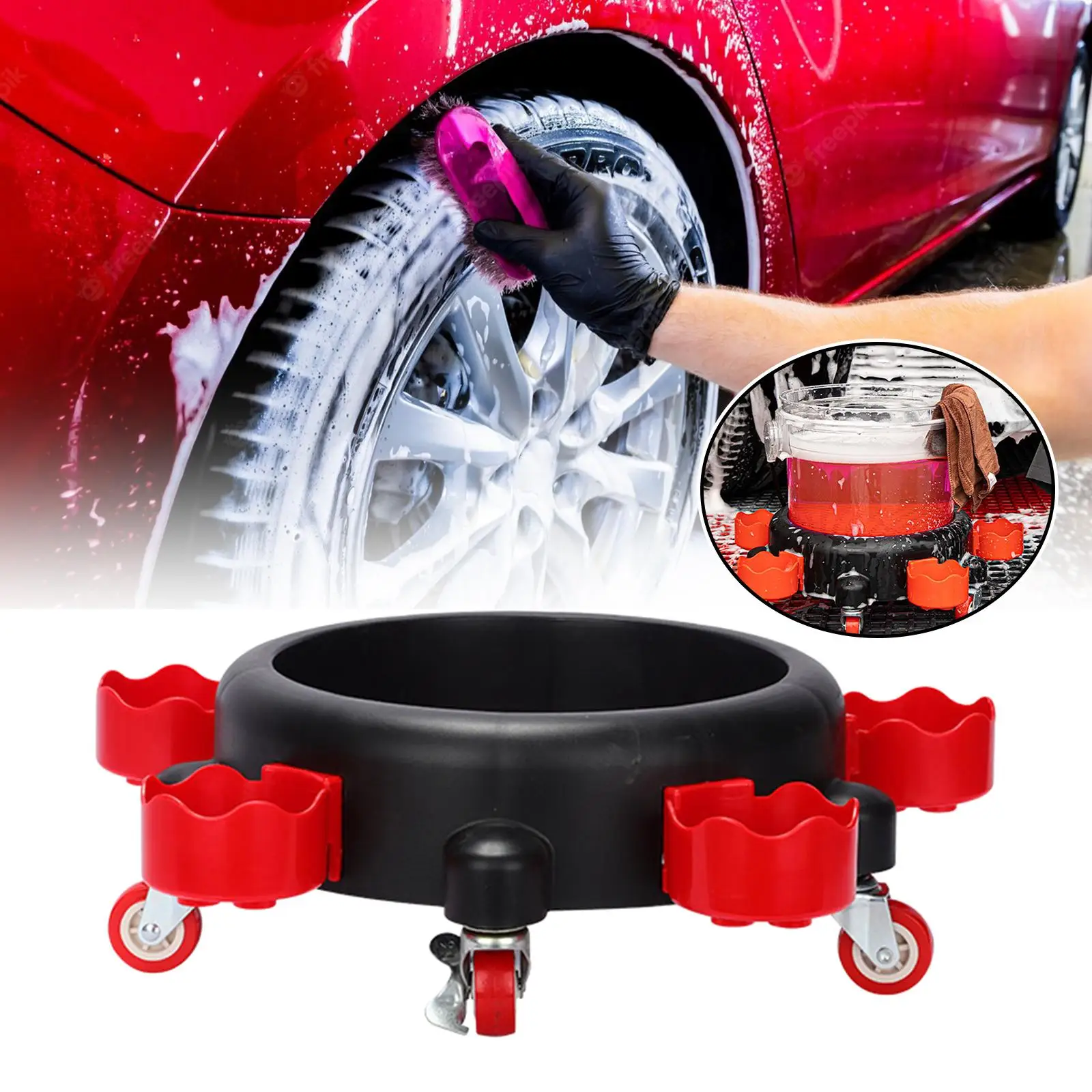 Rolling Bucket Dolly Accessories Car Wash Bucket Base Pulley for Wash Detailing Caddy Car Beauty Car Washing Detailing premium