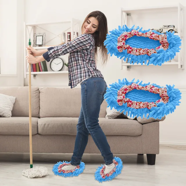 Zapatillas de mopa de microfibra lavables de chenilla, para limpiar el  suelo, polvo y la suciedad del cabello, 7 colores divertidos y perezosos  para