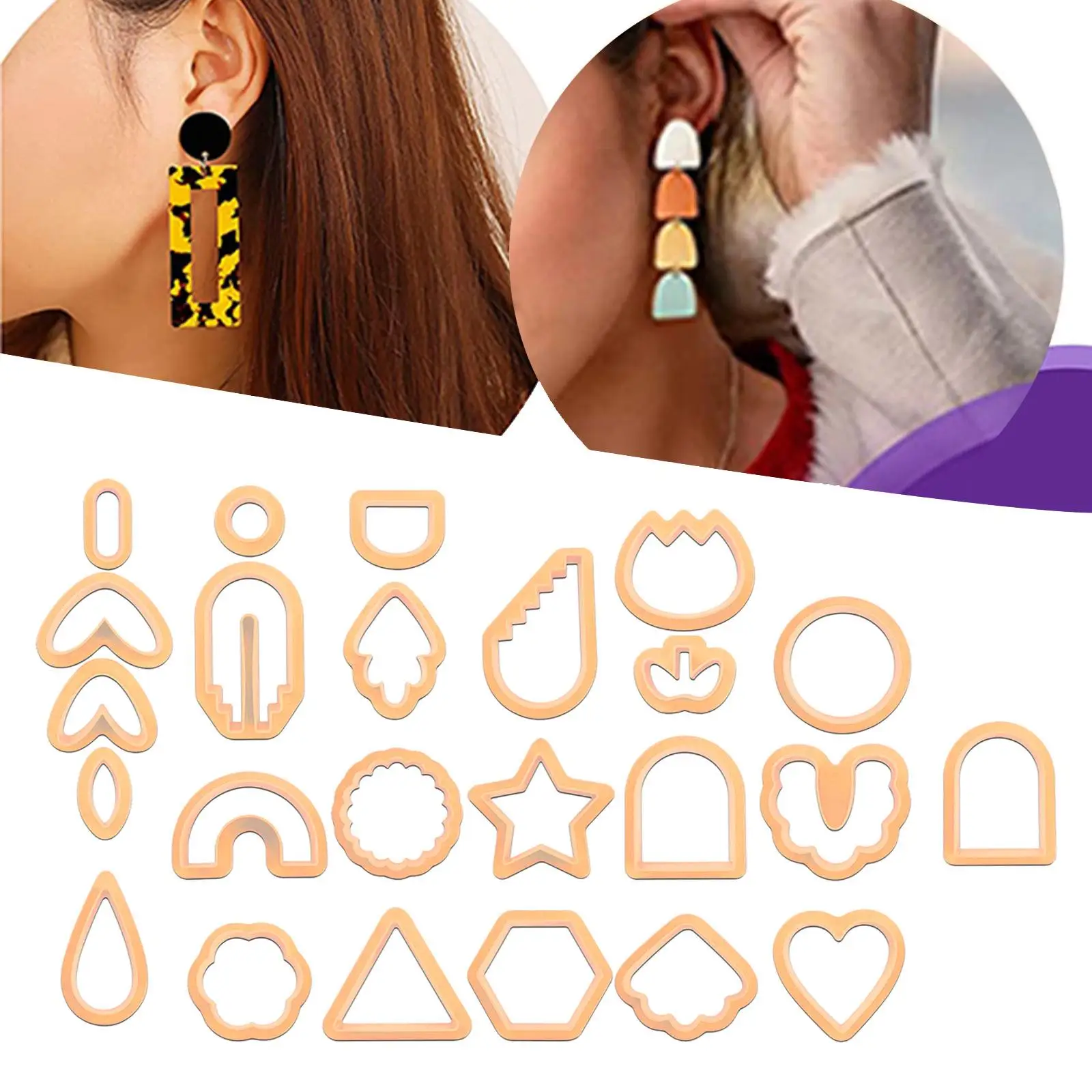 24 Pieces Cutter for Polymer Clay Earrings Different Shape 24 Shapes Geometric Earring Making Kit for Stylish Gift Making