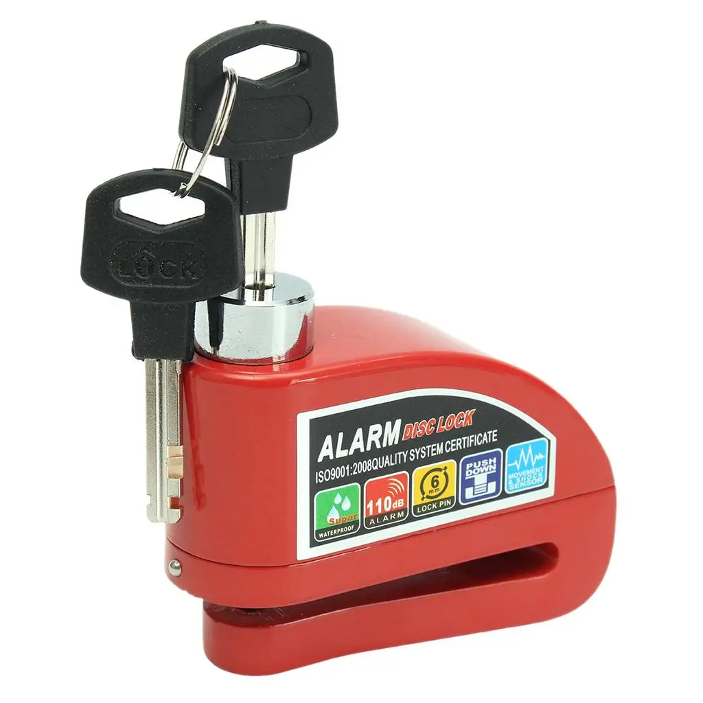 Alarm Disc Brake Lock, Portable Anti Mini  Motorcycle Motorbike Alarm , 110dB Alarm Sound with two keys