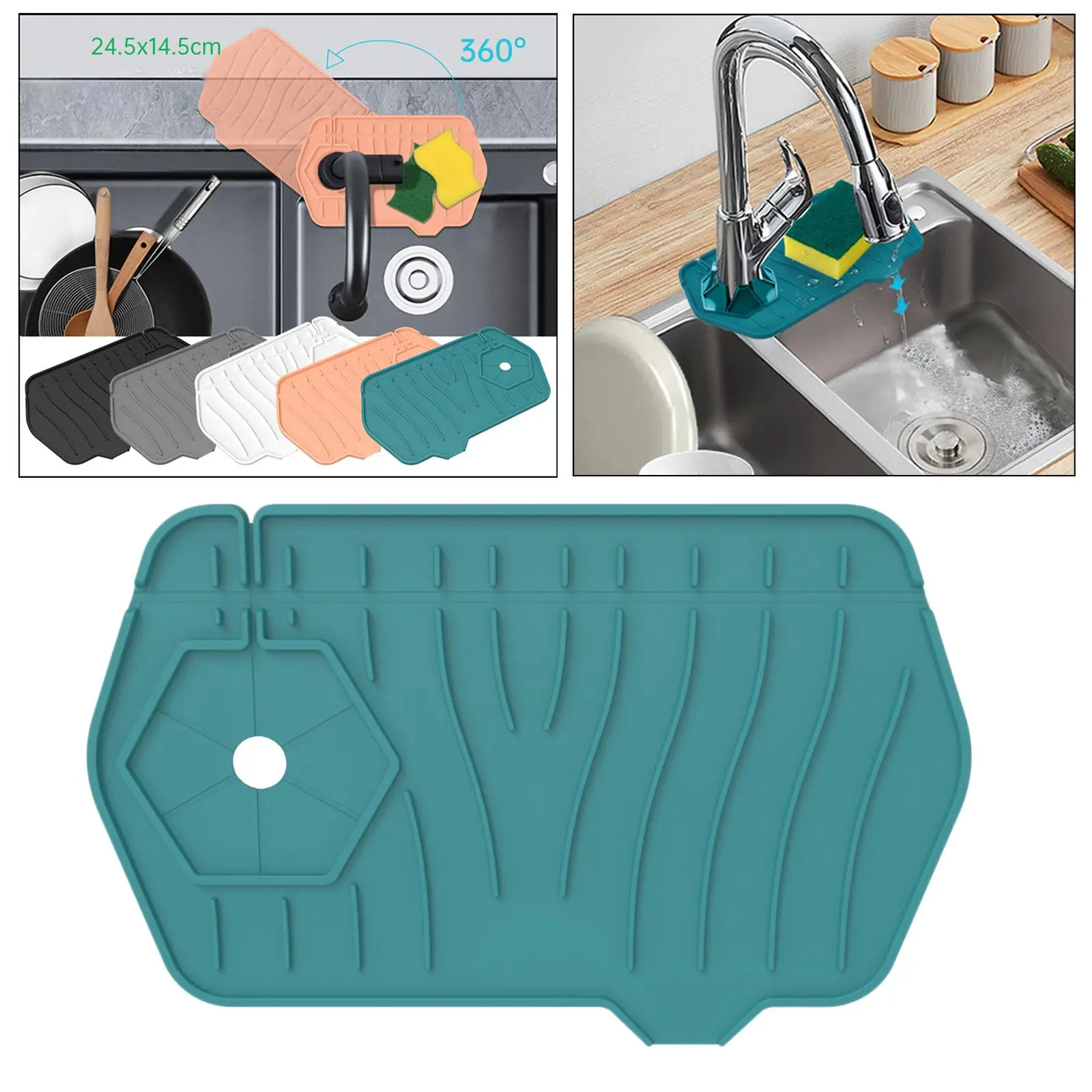 Multipurpose Faucet Drain Pad Durable Kitchen Supplies Practical Foldable Sink Splash Mat for Sundries Bathroom Sponge Rag