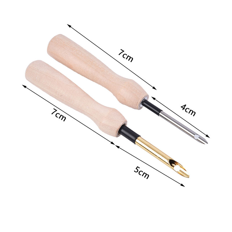 Description Picture 6 of item1pc Knitting Embroidery Pen Weaving Felting Craft Punch Needle Threader Wooden Handle DIY Tool Sewing Accessories