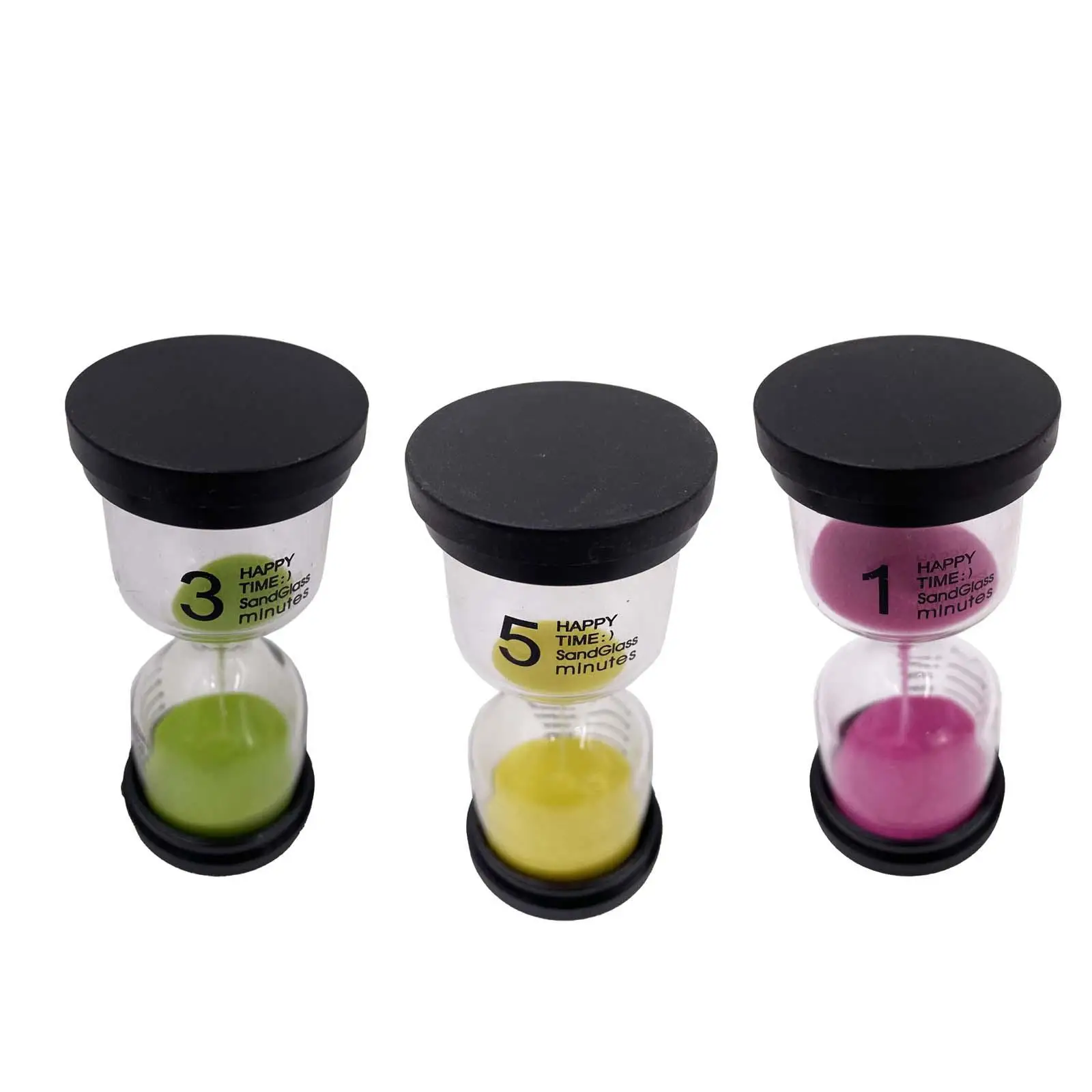 3x Sand Clock timers Sandglass timers Durable, Decorative Colorful Hourglass for Kitchen, Mantel Book Shelf Office Decoration