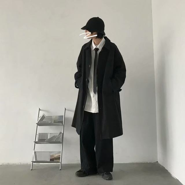 Long Trench Men New Arrival Japanese Retro Outwear Overcoats