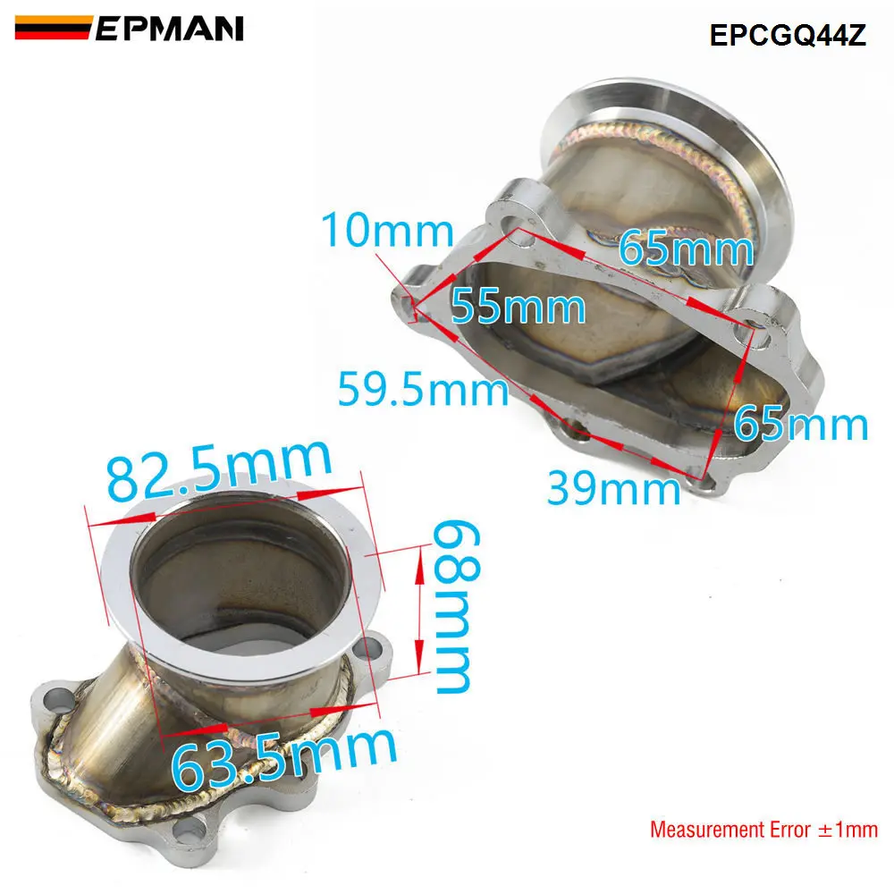 Epman T25 T28 GT25 Turbocharge Downpipe 8 Point 2.5 V-band Cast Iron Flange Exhaust Manifold Converter Adapter TR-CGQ97Z 