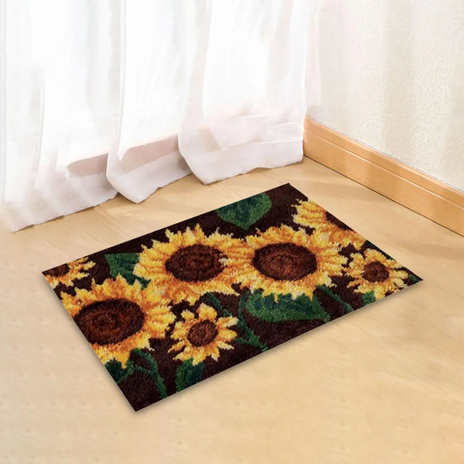 Sunflower Latch Hook Rug Kits Crocheting Carpet Needlework Mat for Kids
