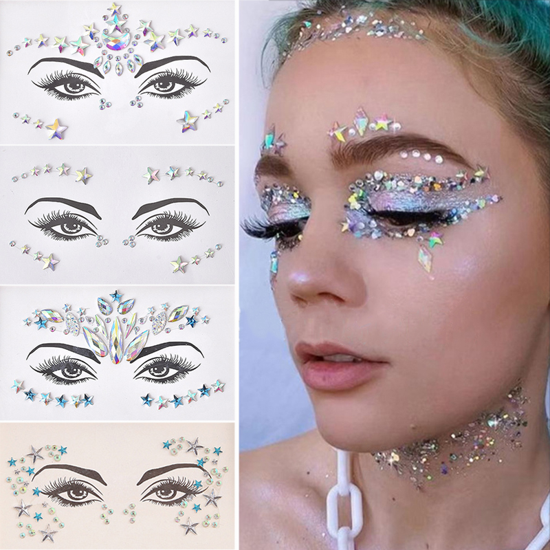 Best of EDM Music Festival Shiny 3D Face Colored Crystal Stickers Acrylic Drill Stickers School Party Fashion Temporary Tattoo Stickers Reviews & Tips