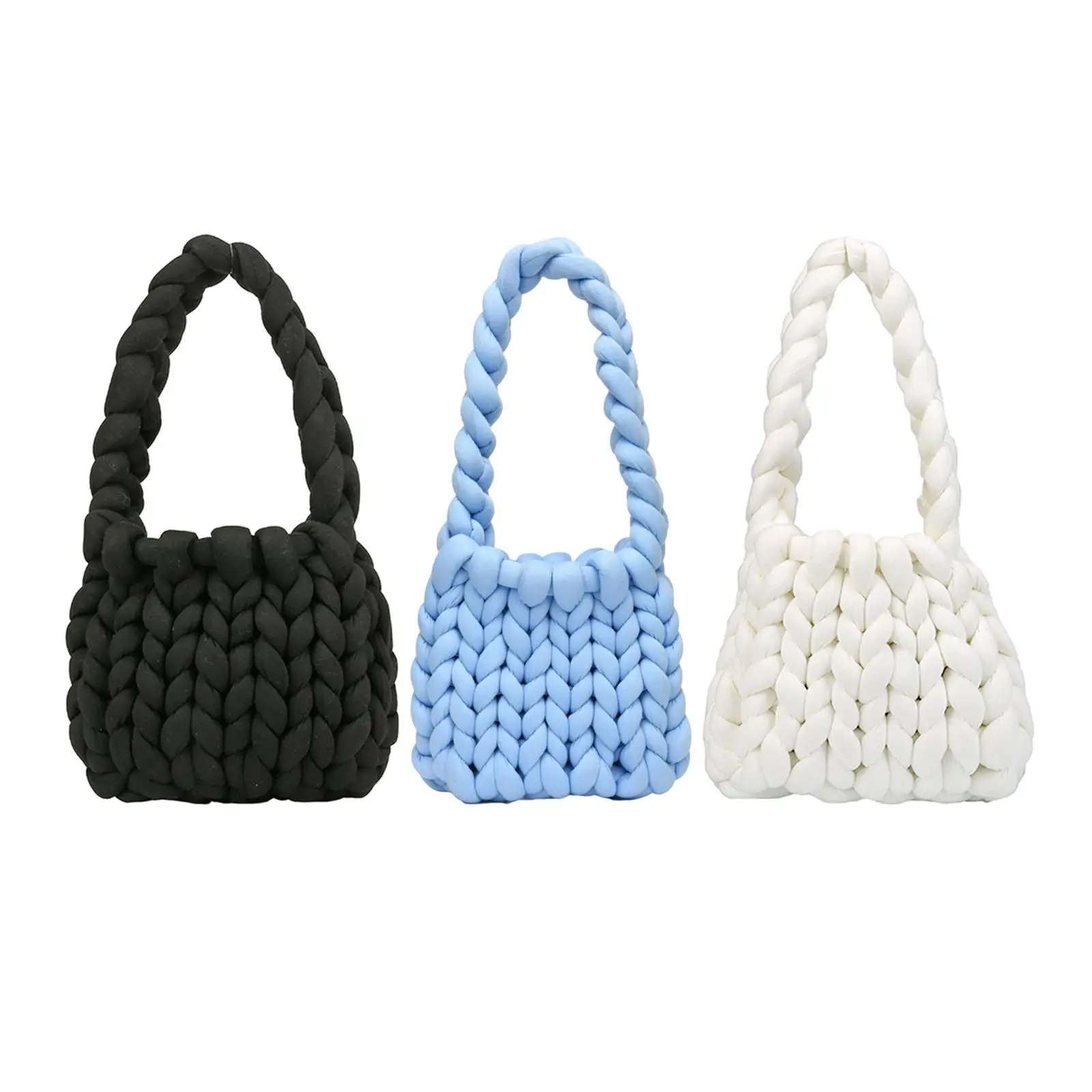 Chunky Yarn Small Tote Bag Breathable Soft Hand Knitting for Home Decor