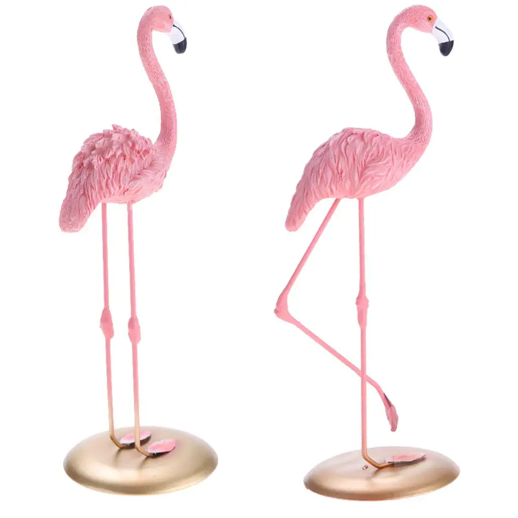 2pcs Pink Resin Standing Flamingo Ornament Display Decorative Ornament