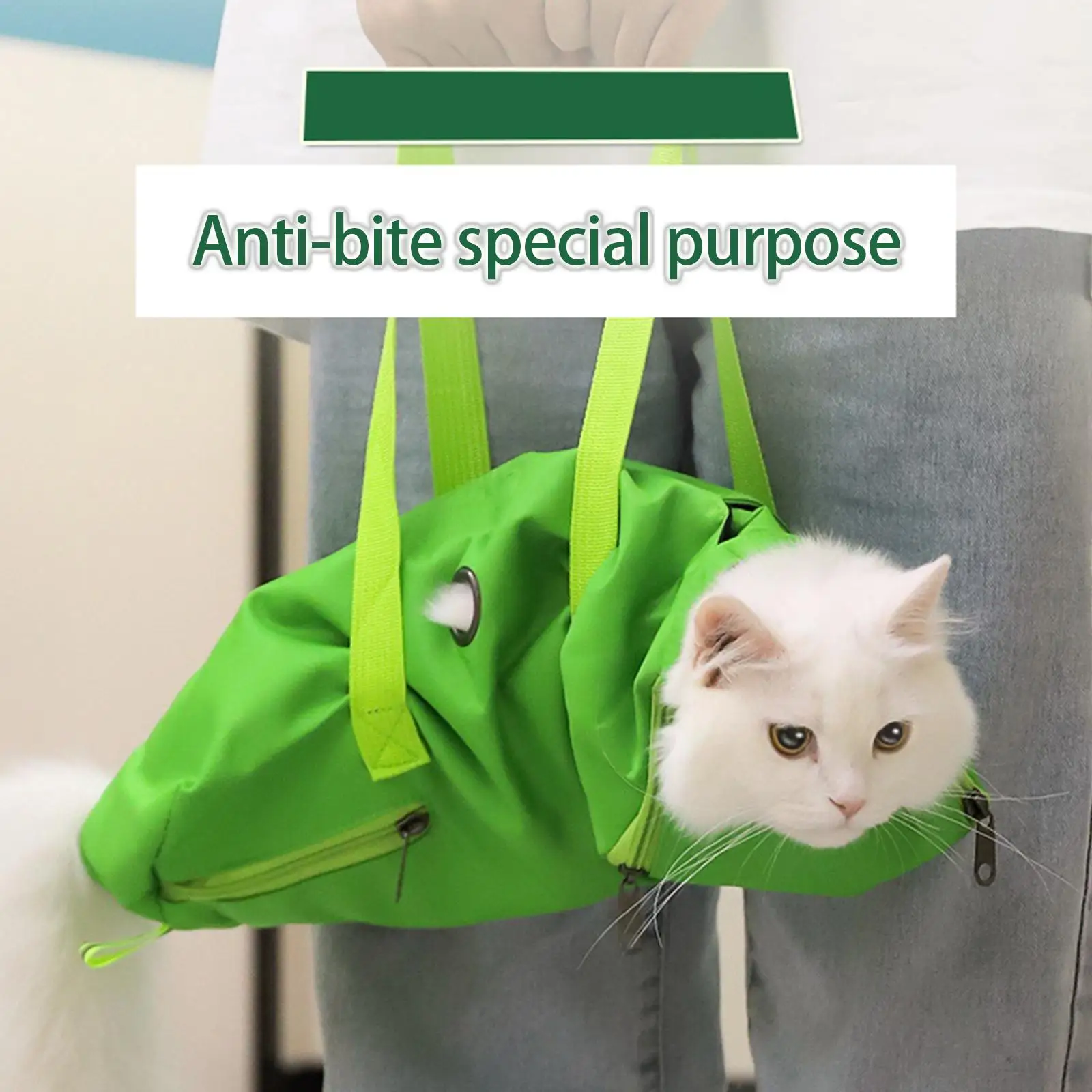 Cat Grooming Restraint Bag Adjustable Size Comfortable Anti Bite Carrying Bag for Claw Care Bathing Cleaning Travel Kitten Puppy