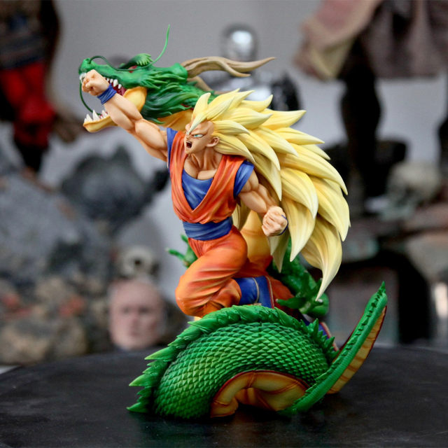 Dragon shops Ball Z Super Saiyan 3 Goku Anime Figure Statue Scale 1/7 Figure 43 CM