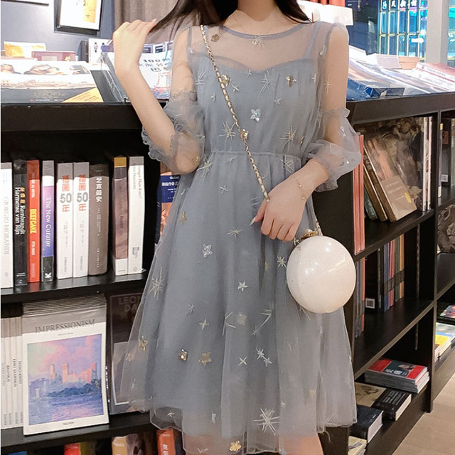 Long Sleeve Dresses Women Holiday Summer Elegant Gauze Ankle-length Sweet  Fashion Korean Sundress Ladies Платье Женское Clothes