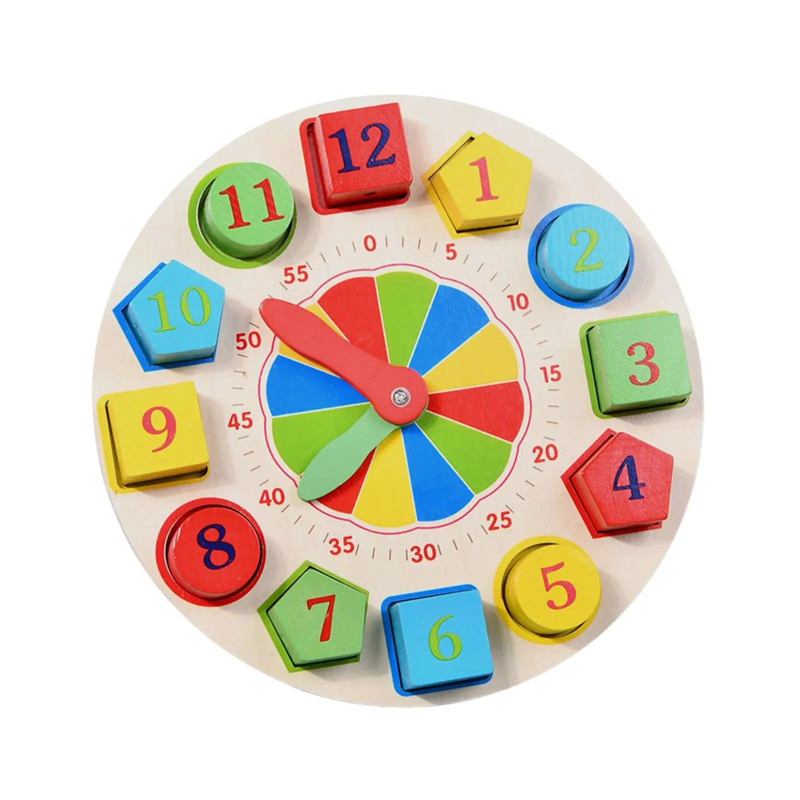 Early Preschool Teaching Aids Montessori Wooden Clock Toy Wooden Tip Block