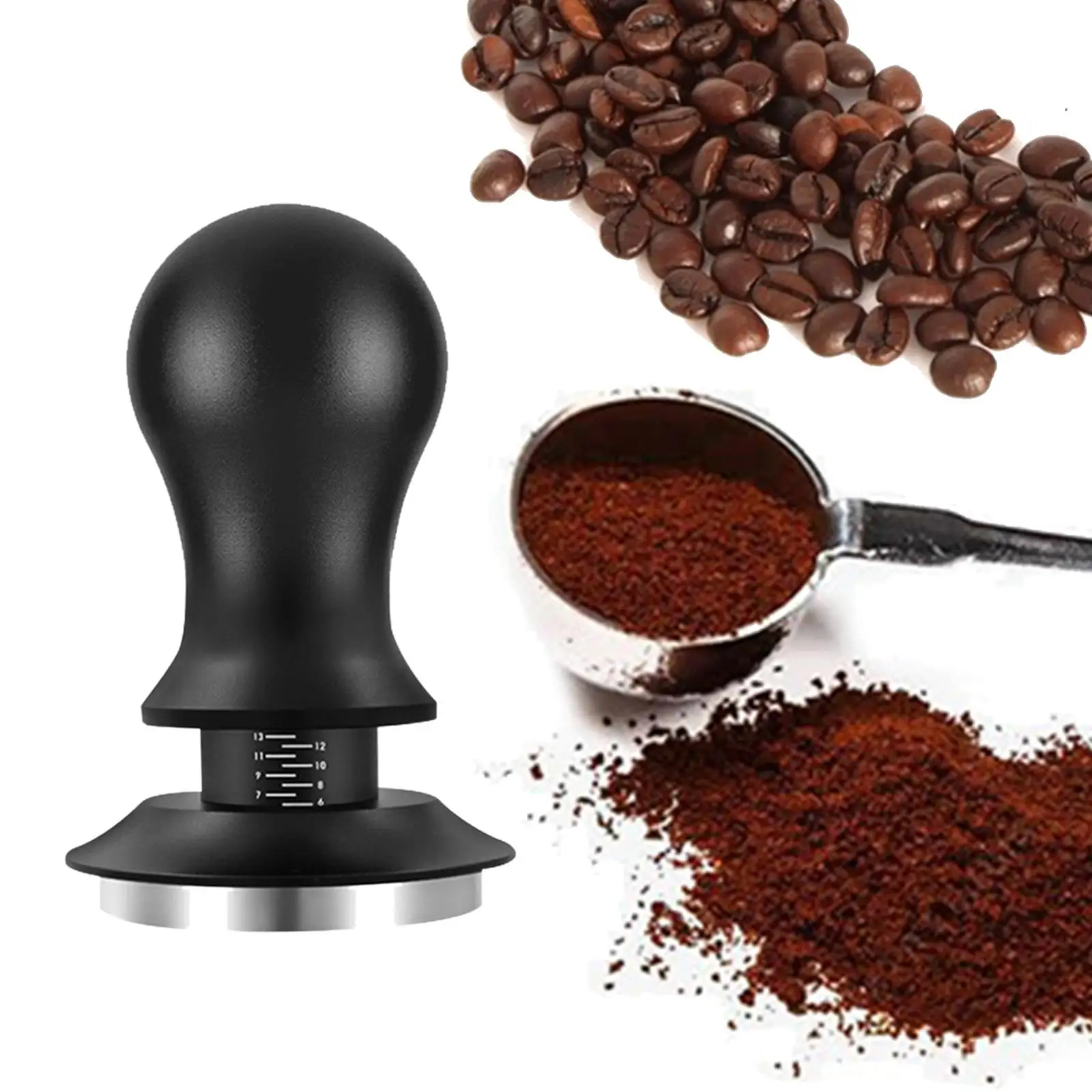Professional Espresso Tamper Coffee Bean Pressing Utensils with Scale Stainless Steel Coffee Distribution Tool for Household
