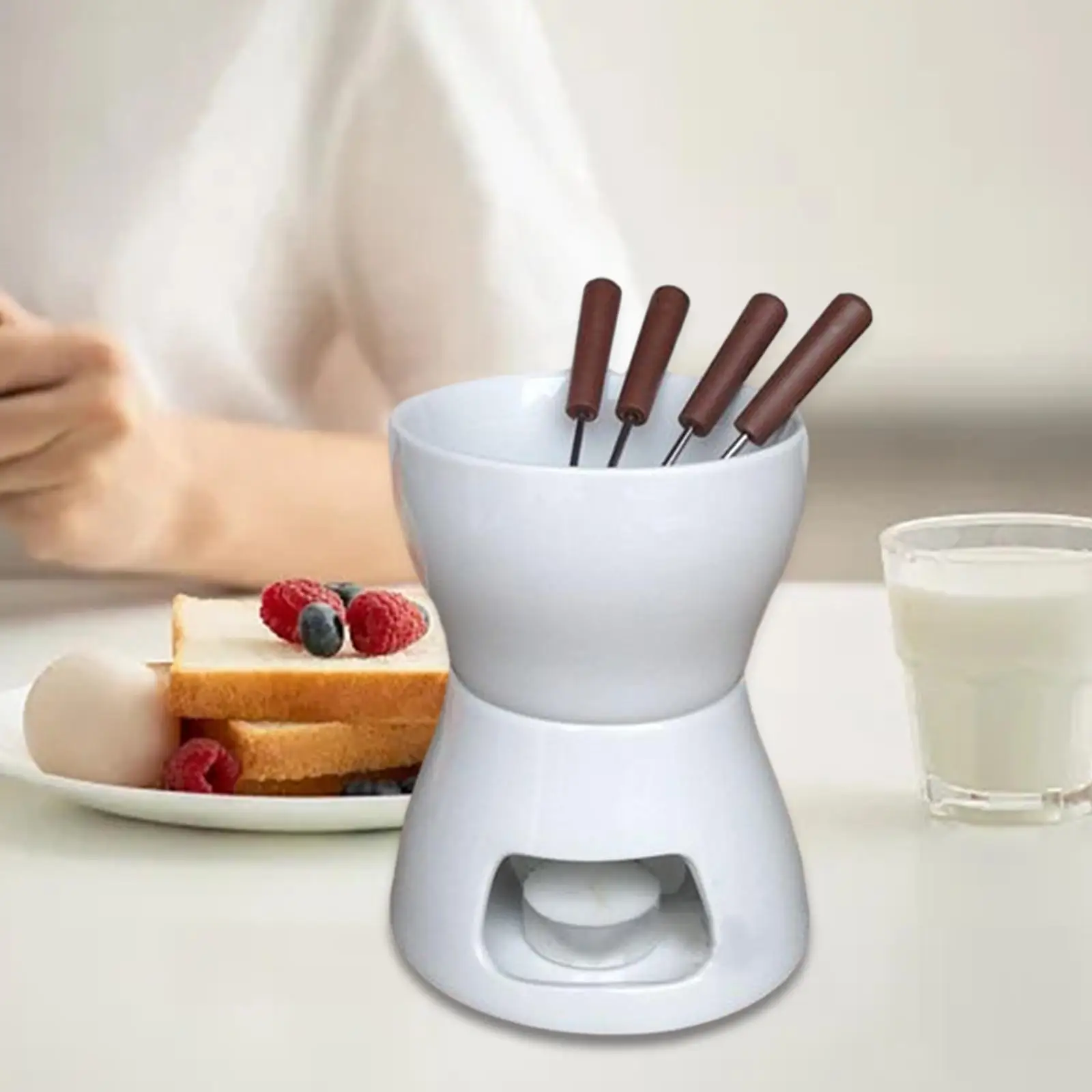 Chocolate Fondue Pot Butter Warmer Dining Tapas Dinner Cheese Wax Melt Pot Chocolate Melter Pot Tea Light Porcelain Melting Pot