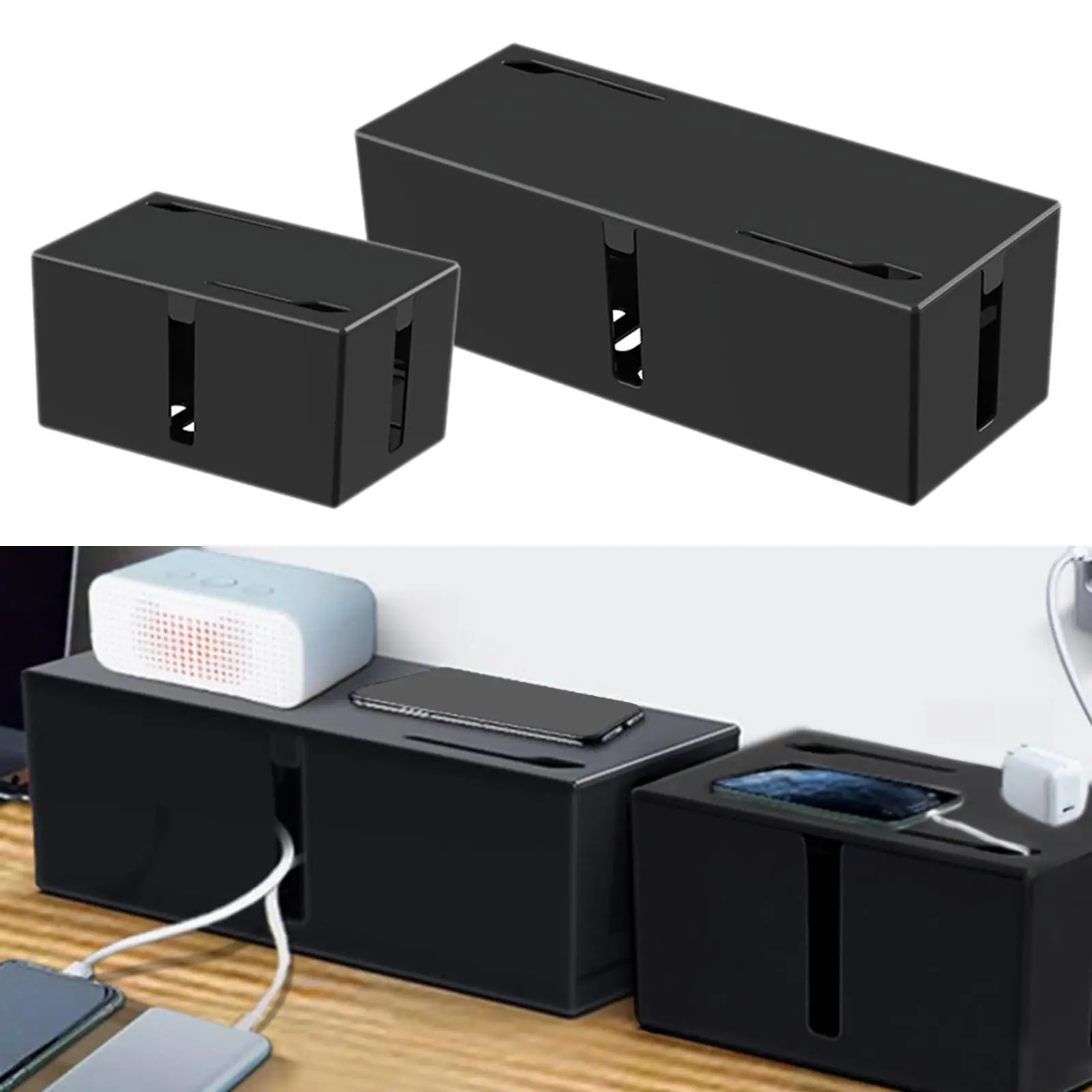 Cable Organizer Box Hide Wires & Power Strip Desk Cable Management solution Cord Organization Power Strip Box for Desk Home TV