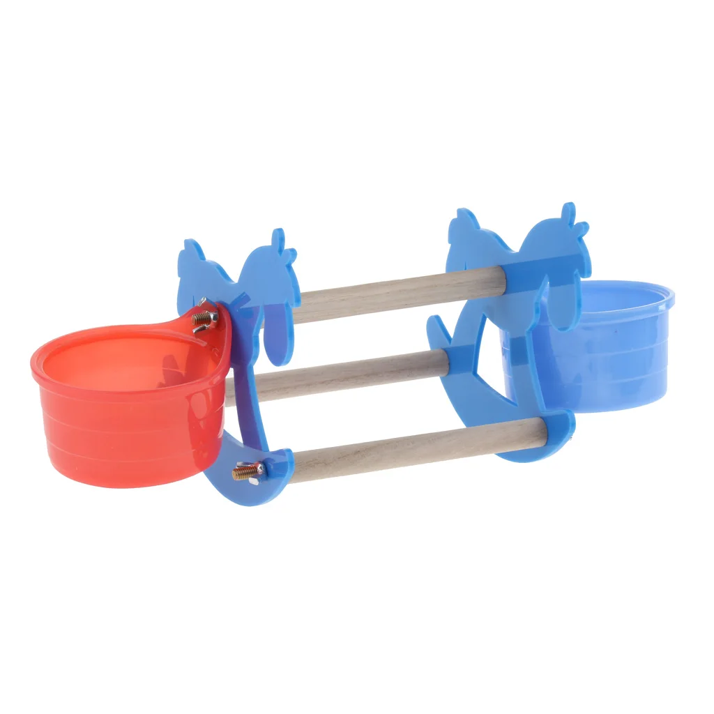 Parrot Rocking  Toys Wooden Horse Bird Stand Chew Toys With  Cup