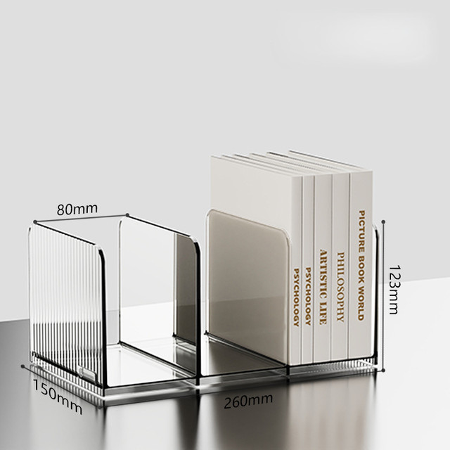 Serre-Livres En Acrylique Transparent - Lot De 6 Avec Patins Antidérapants