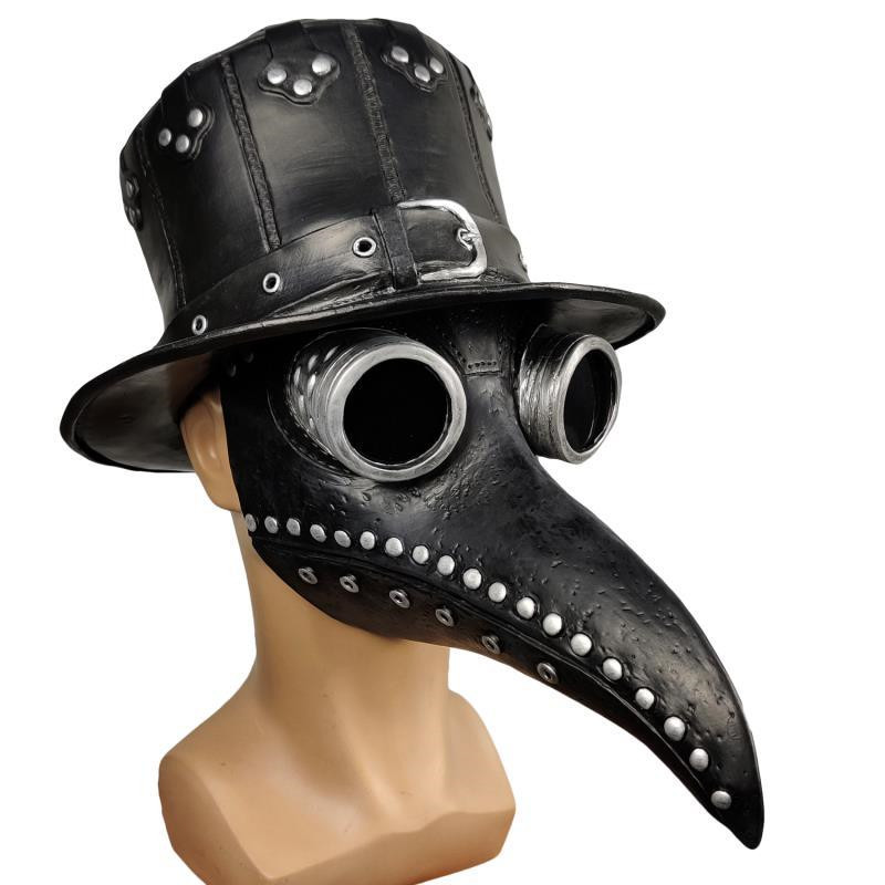 5 Stück schwarze Gummi-Pestdoktor-Maske, lange Nase, Vogel, Bock, Steampunk, Gas, Latex, Gesichtsmaske, Halloween, Cosplay, Requisite für Kinder und Erwachsene – Detail 8