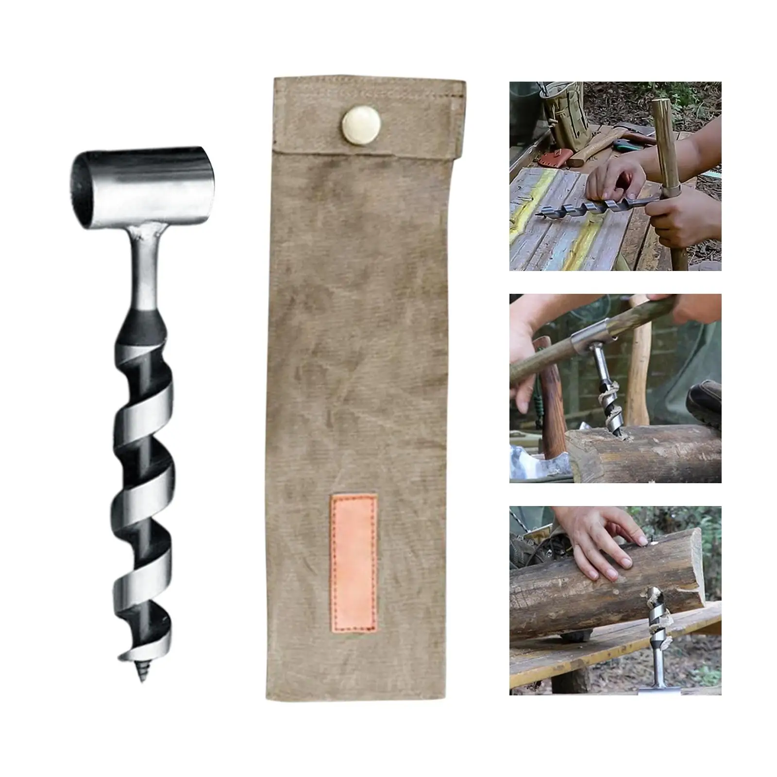 Hand Auger Wrench Survival Puncher Multitool Outdoor Wood Auger Bushcraft