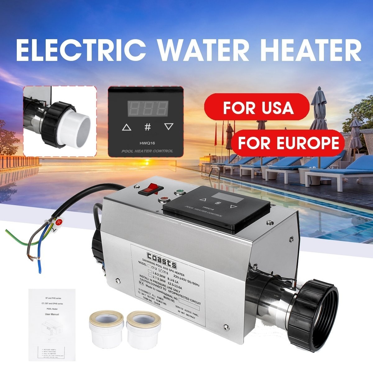 Title 3, 3KW elektrischer Warmwasserbereiter, einstellba...