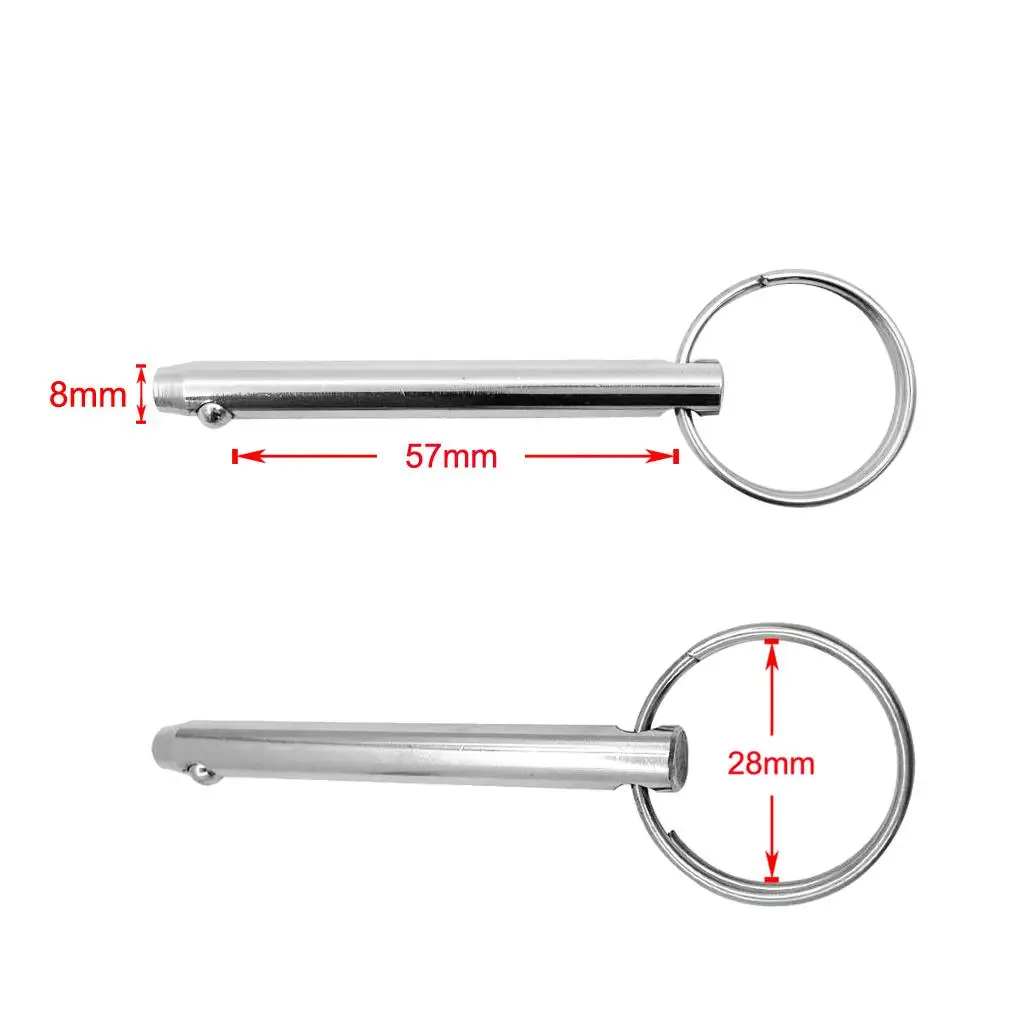 2 Pieces   Pin 5/16`` with Spring Marine Grade Stainless Steel 