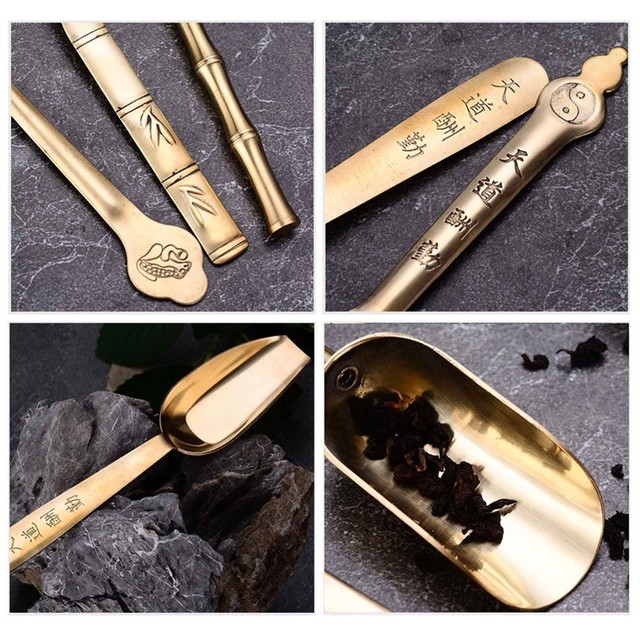 Tea Spoon Tea Holder Chinese Traditional Kongfu Copper Tea Accessories Tools