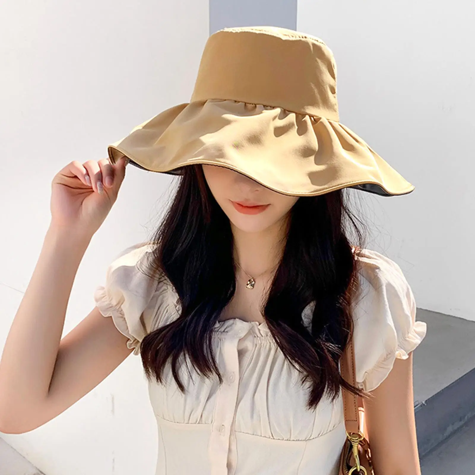 Women Sun Protection Sun Hat Wide Brim Bucket Hats with Chin Strap Removable