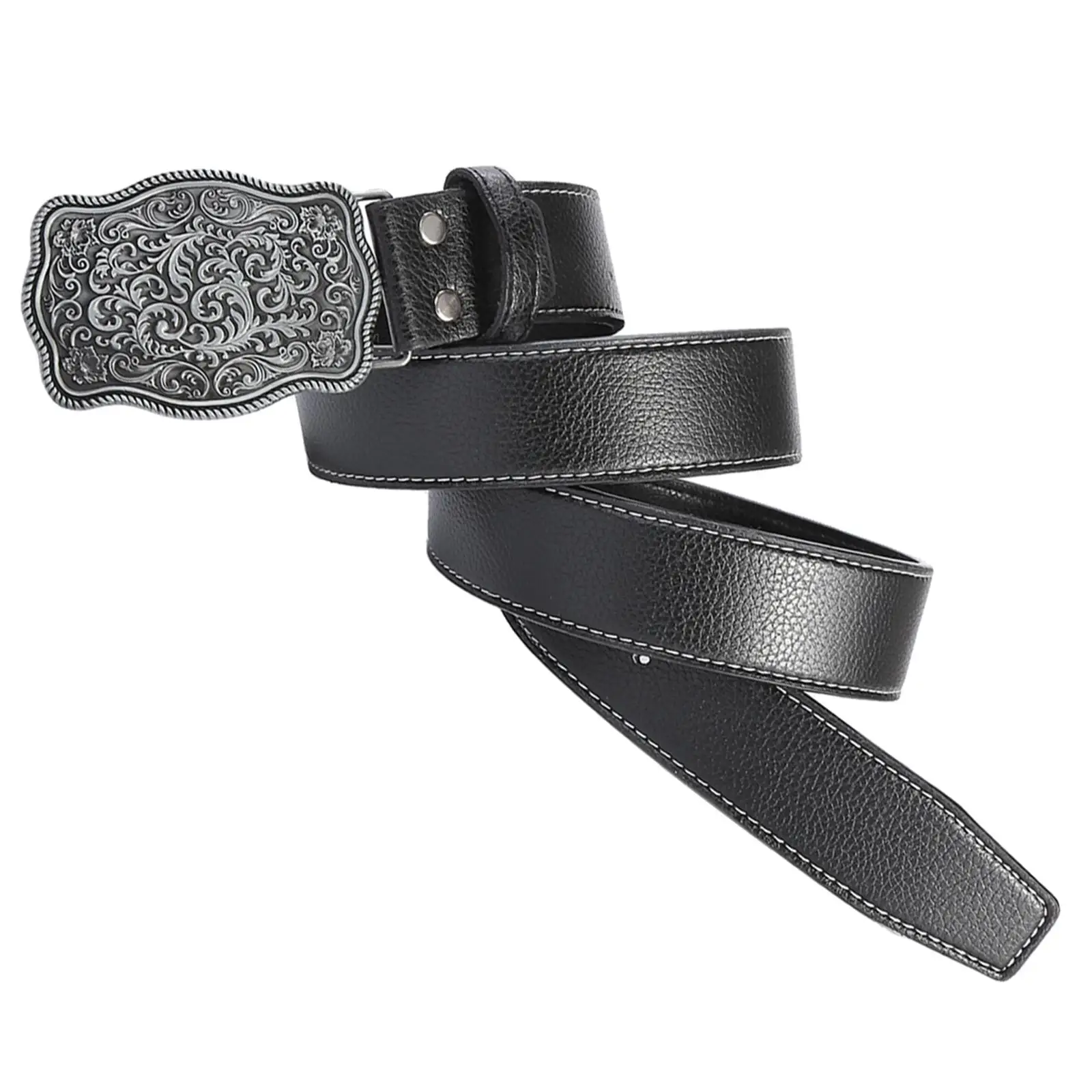 Western Belt Floral Buckle Versatile Adjustable Decorative Belt Fashion Strap 47