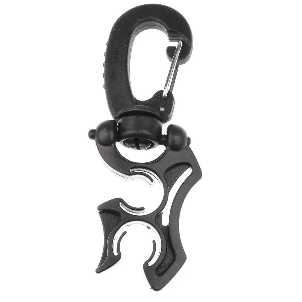 Scuba Diving Silicone Double BCD Hose Holder with Rotates & Folds Clip Buckle Hook 100 x 35mm