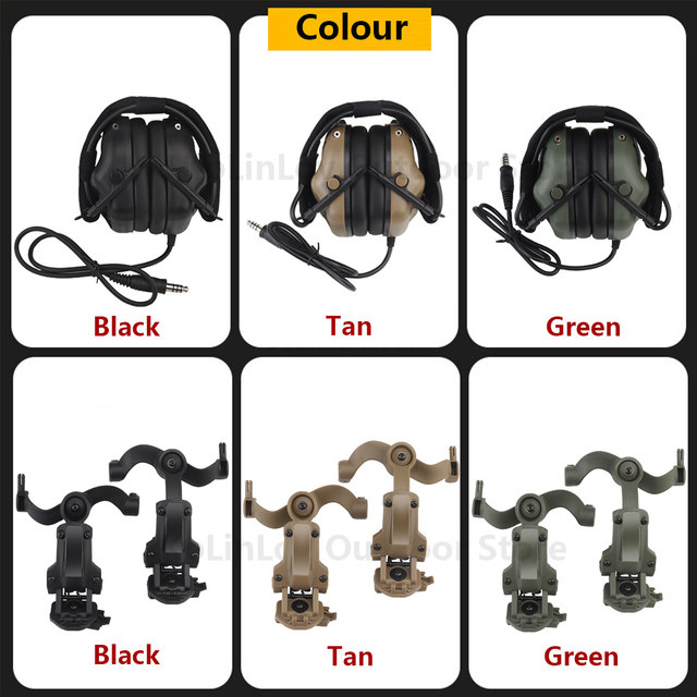 Casque Tactique Gexgune Avec Adaptateur Rail - Communication Airsoft/Militaire | Sans Réduction Bruit