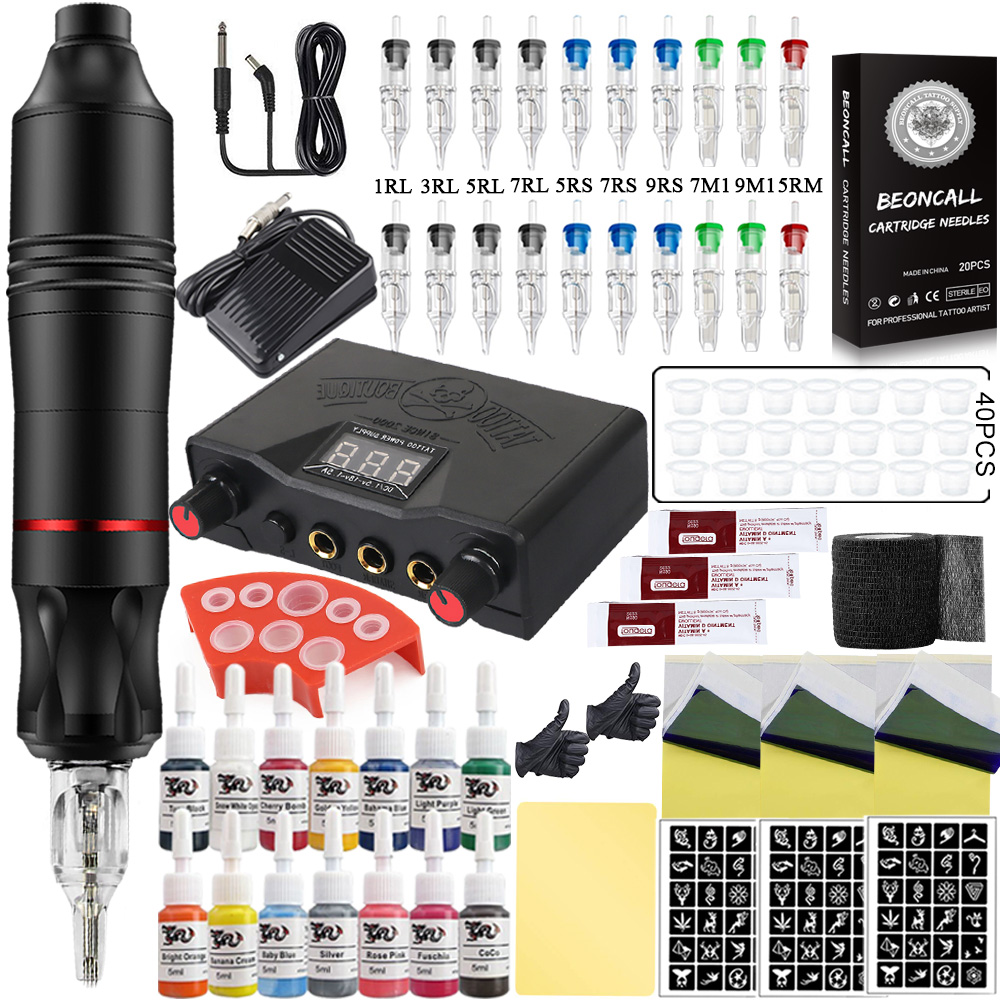 Best of Complete Tattoo Pen Kit Tattoo Machine Set Tattoo Rotary Pen Power Supply With Tattoo Cartridge Needles Ink Tattoo Accessories Reviews & Tips