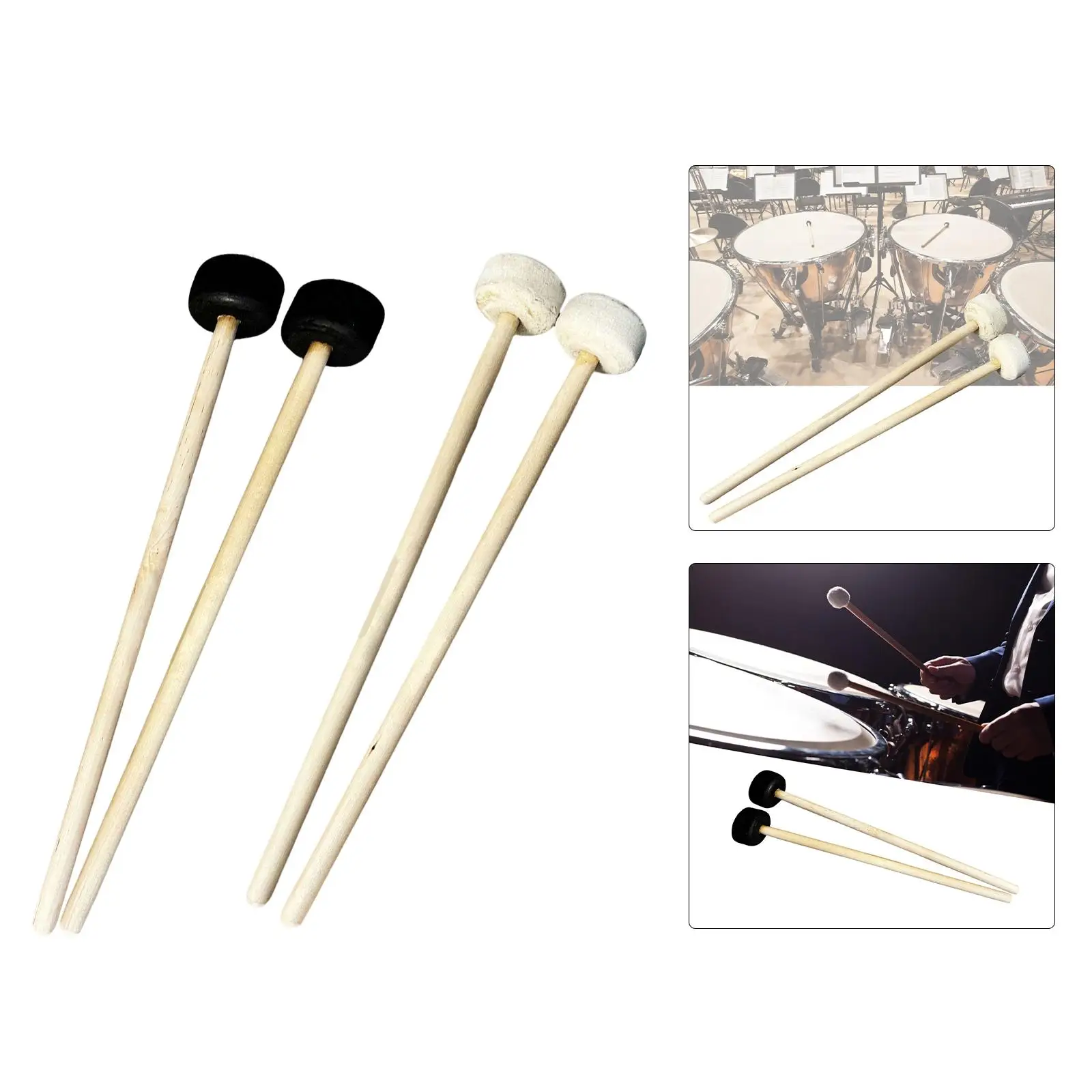 2x Drumsticks Multipurpose Percussion Accessories Wear Resistant Felt Head for