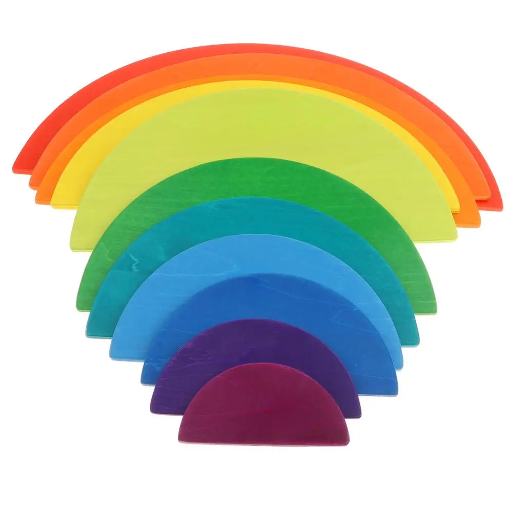 11 Pieces Wooden Rainbow Puzzle Educational Toys for Toddlers