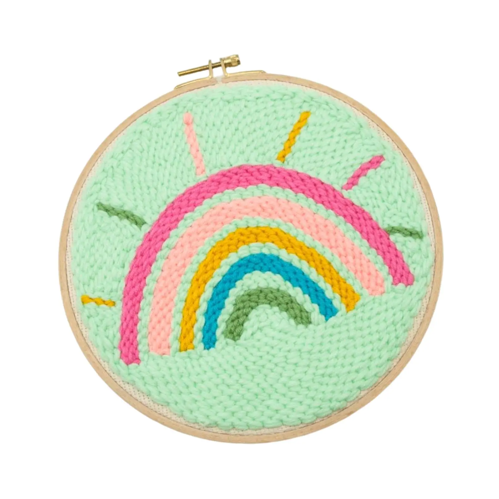 Punch Needle Embroidery Starter Kits Rainbow Embroidery Hoop Instructions Sewing Needlework Fabric Pattern Hand Craft Beginner