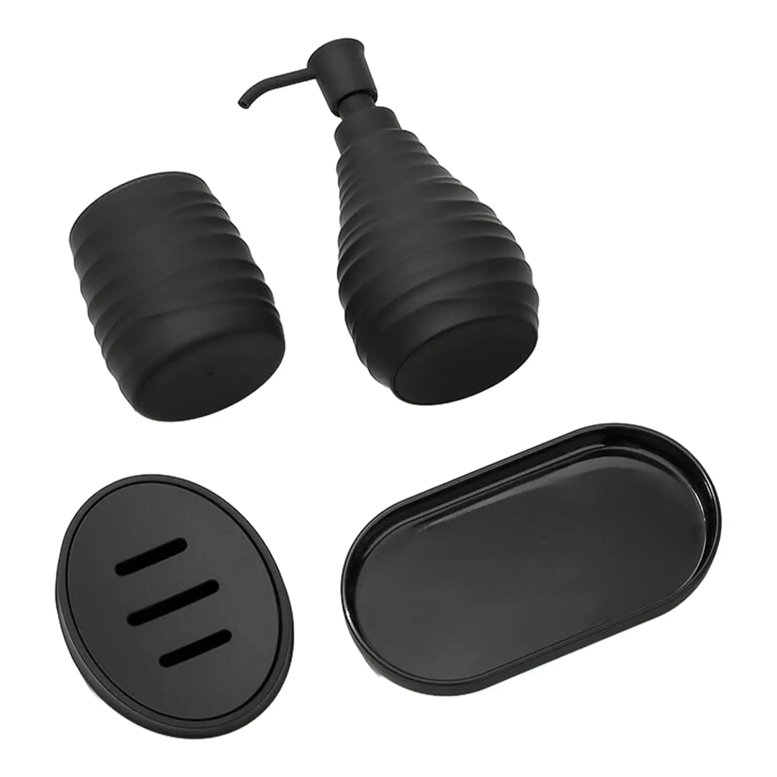 4Pcs Bathroom Accessories Set for Homes Hotels Matte Black Countertop Decoration Housewarming Gift Stylish Designs Bath Set