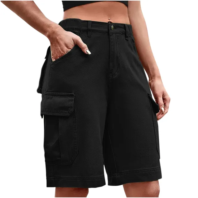 Pantalones cortos informales de verano para mujer, conjunto de pantalones  Cargo informales con curvas - AliExpress
