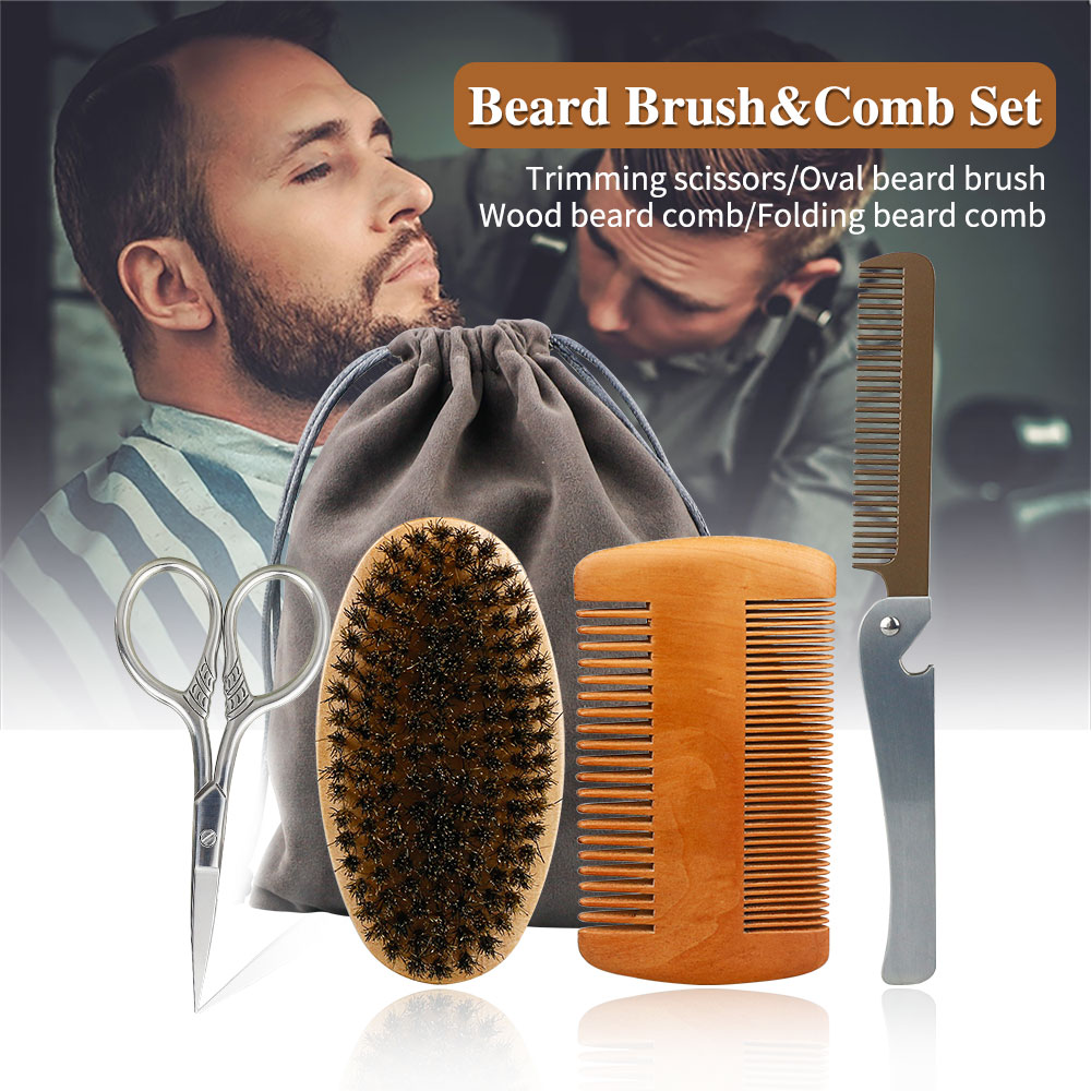 Best of Professional Shaving Brush Soft Boar Bristle Wood Beard Brush Comb For Men Barber Mustache Comb Kit With Gift Bag Hair Comb Set Reviews & Tips